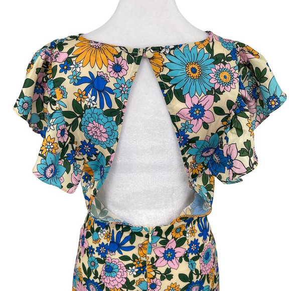 NEW - TOPSHOP Mix and Match Stripe and Floral Retro Midi Dress in Multi - Size 2 - Picture 6 of 16